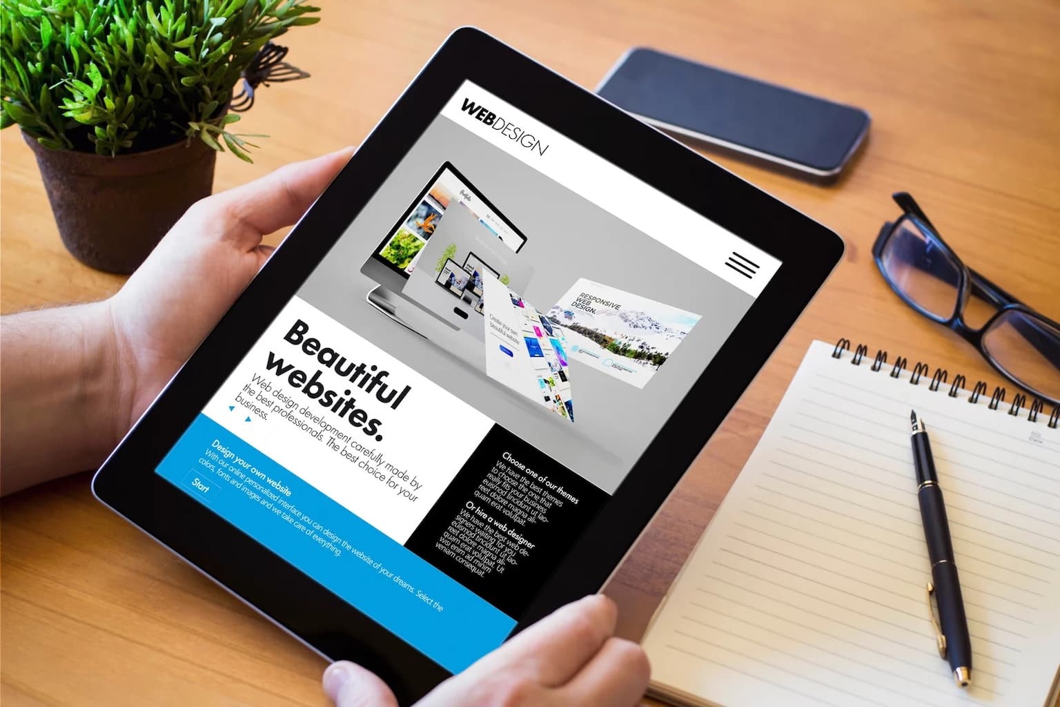 Refonte et optimisation de site web existant affiché sur tablette, avec prise de notes et analyse de l’interface