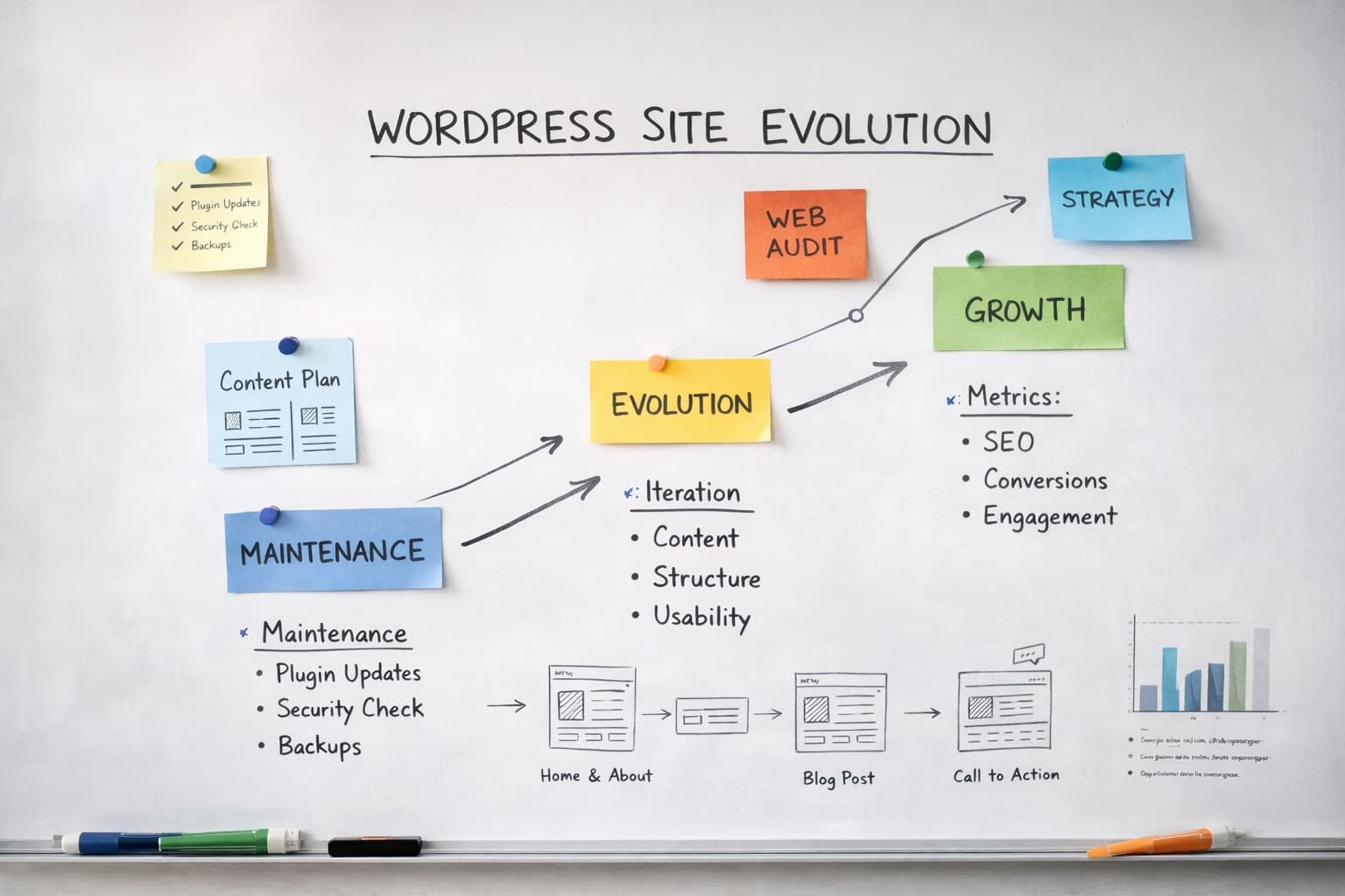 Schéma de réflexion sur l’évolution et la structure d’un site web