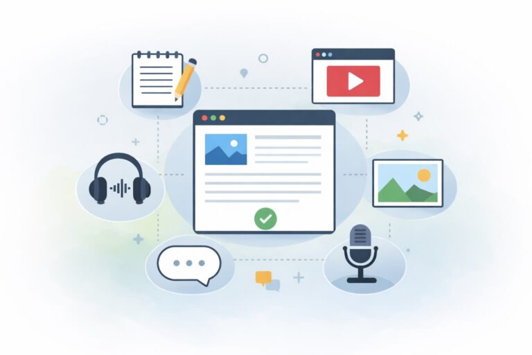 Illustration des formats de contenu au cœur des enjeux SEO à l’ère de l’IA